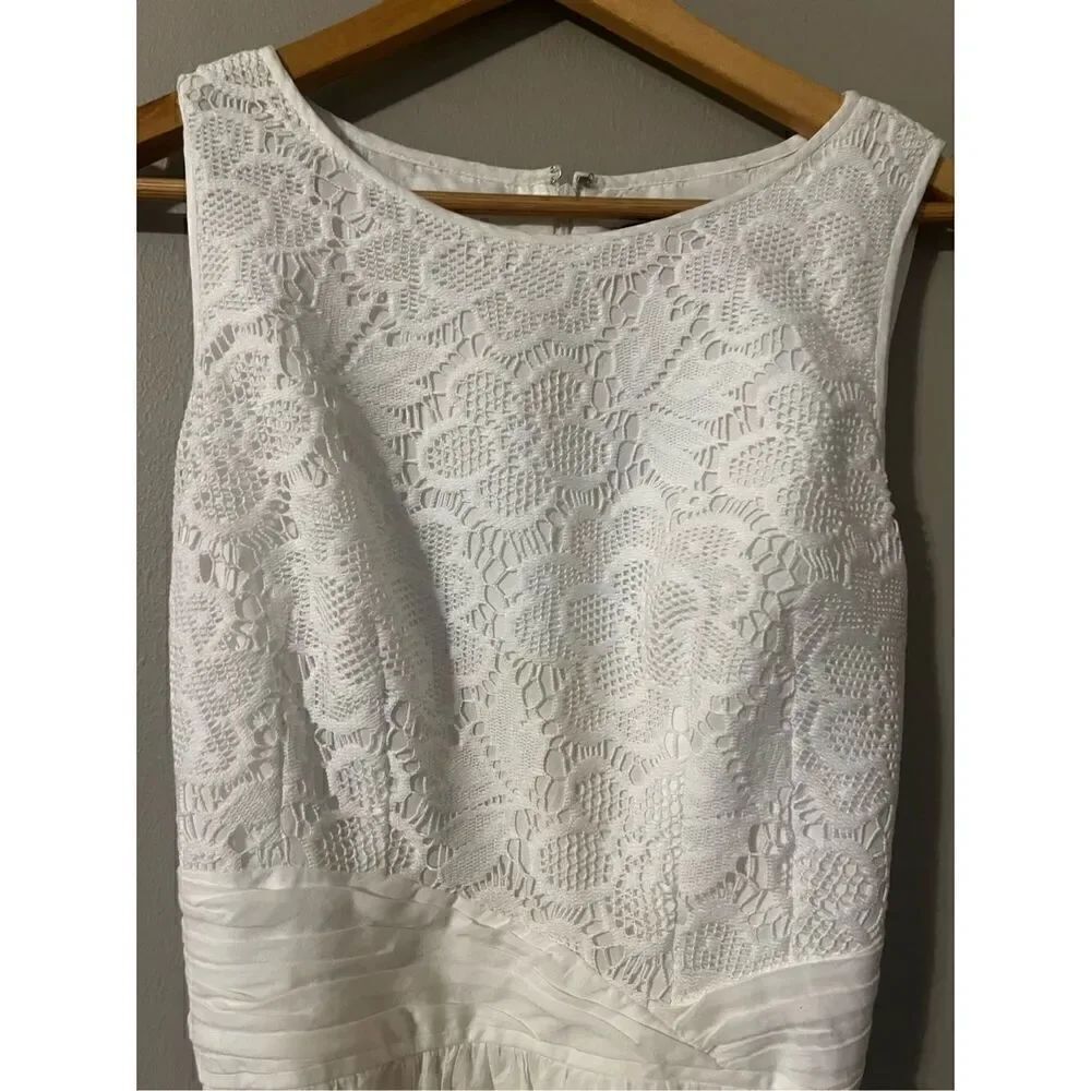 Adrianna Papell Women’s Size 12 Lace Overlay Tie Waist Sleeveless Dress White - Picture 3 of 9